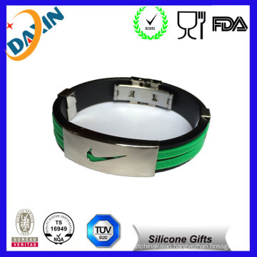 Black Silicone Sport Medical Alert ID Bracelet with Jewelry Stainless Steel